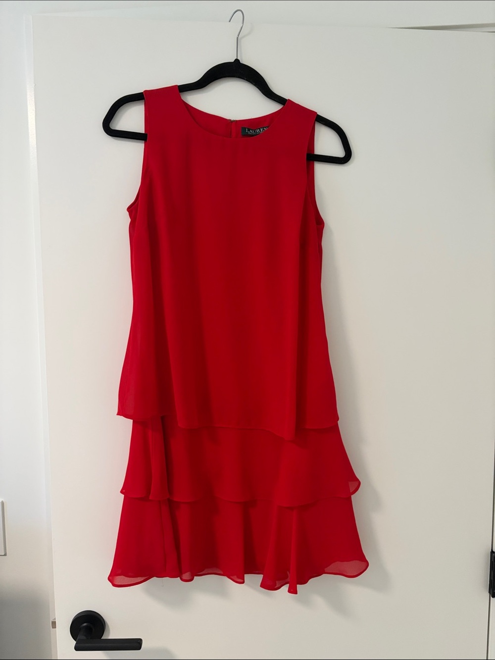 Sleeveless Ralph Lauren Red Layered Shift Dress